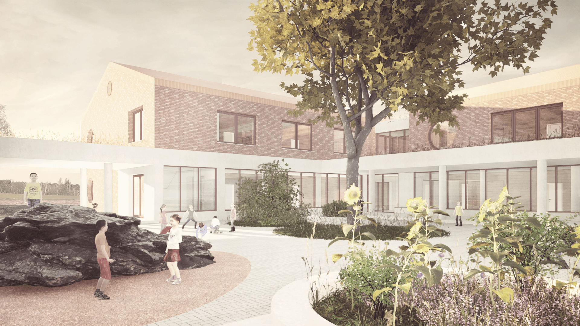 Schule zwischen Dorf und Landschaft